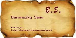 Baranszky Samu névjegykártya